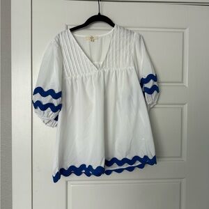 White and Blue Women's Top
